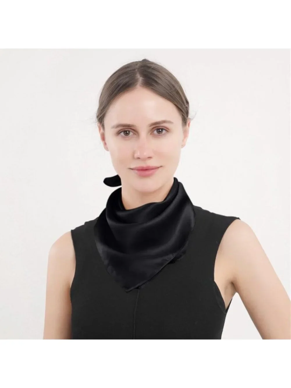 100% Mulberry Silk Square Scarf for Hair - 25.6” Neckerchief, Digital Print